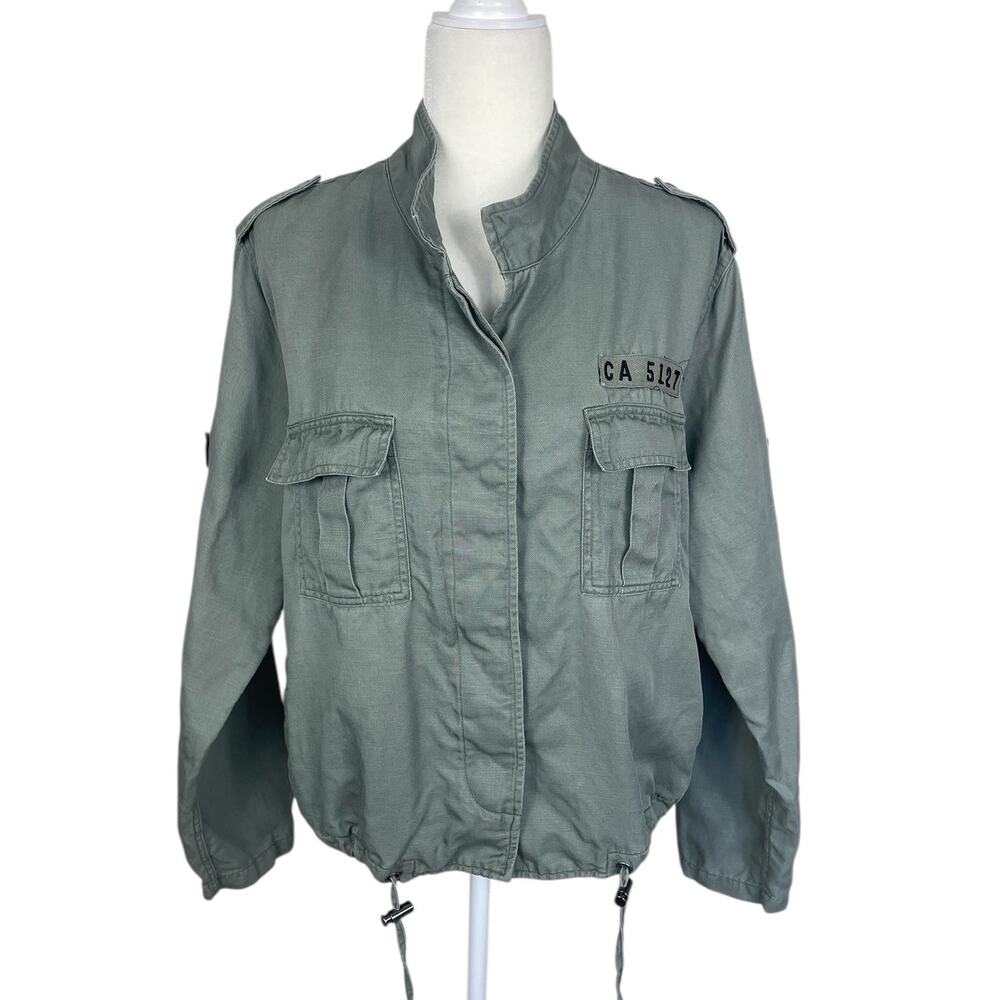 Rails Rowan Military Bomber Jacket Linen Tencel G… - image 1